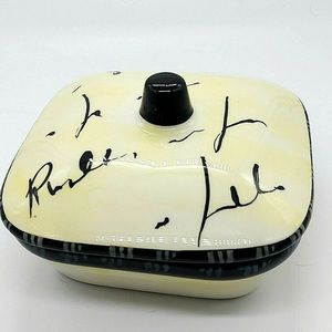 CWC Ceramic Pale Yellow with Black Trim Serving Dish